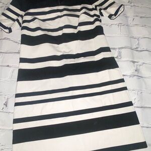 White House, Black Market Black and White Striped Women's Dress